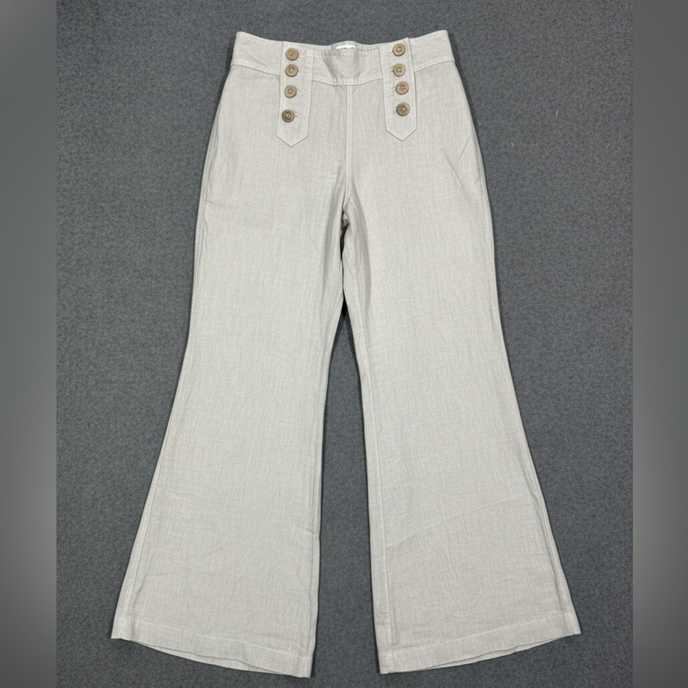 Anthropologie Wide-Leg Sailor Pants in Light Beige